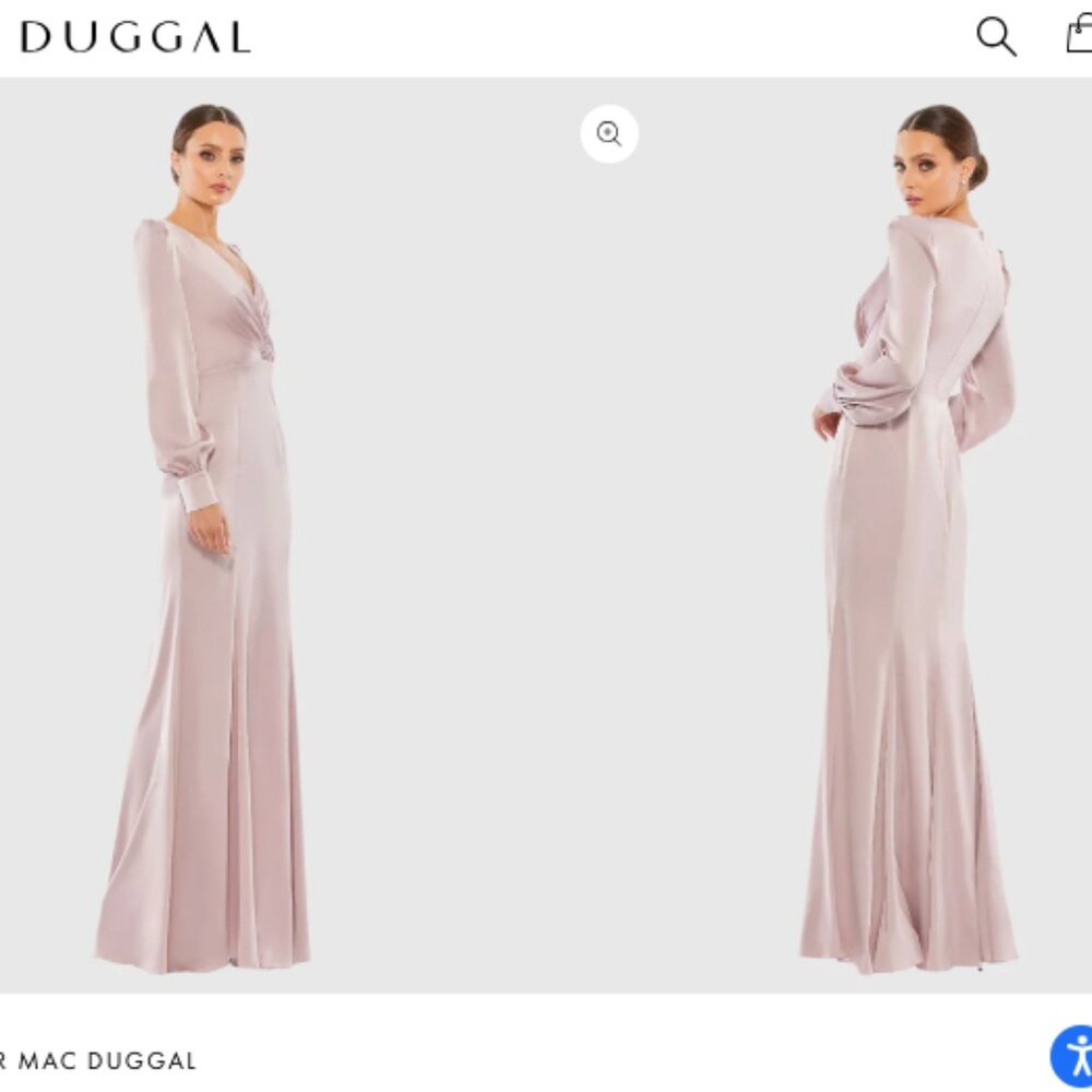 Ieena for Mac Duggal 55635 Pink Satin Ruched Bishop Sleeve Gown NWT Sz 14